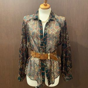 ANTHROPOLOGIE sheer tiger blouse